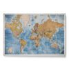 Push Pin World Map Blue and Brown